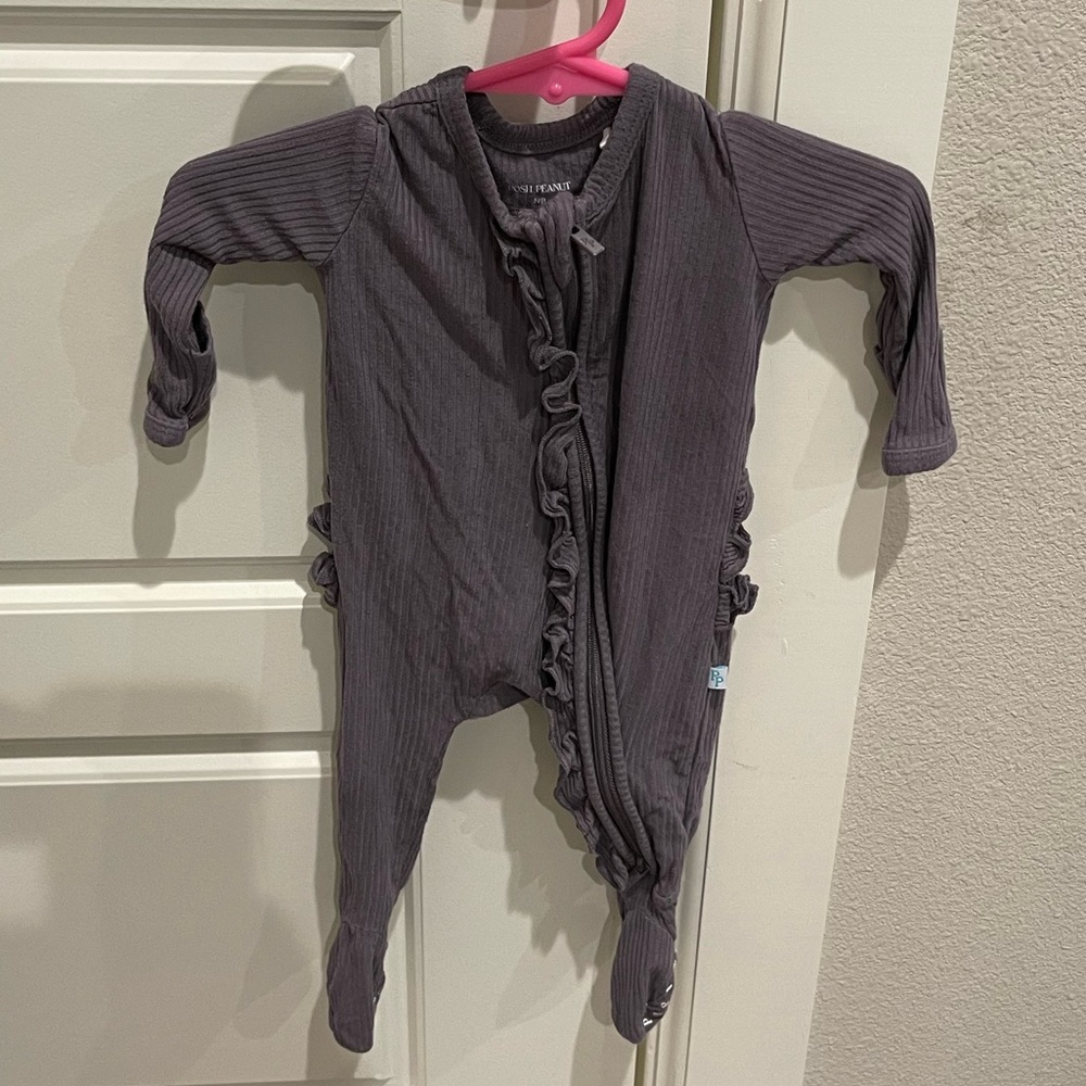 NB posh peanut gray footie sleeper